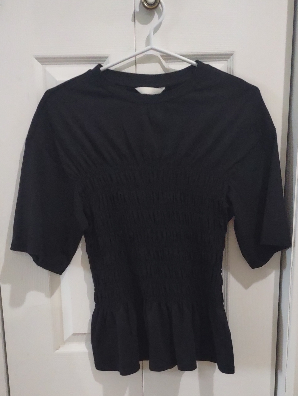 H&M Black Smocked Peplum Women's Dress Top